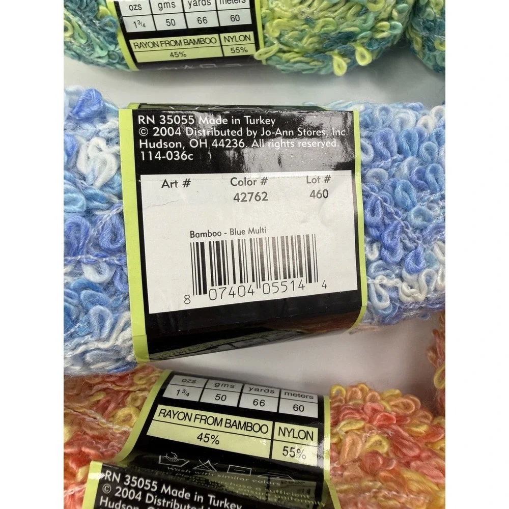 Lot of 9 Sensations BAMBOO Bouclé Yarn - Coral/Yellow Joanns Blue Green Pink